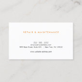 Carte De Visite Handyman, Carpenter, Builder Orange Logo sur Bois (Dos)