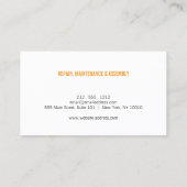 Carte De Visite Handyman, Carpenter, Builder Orange Logo sur Grey (Dos)