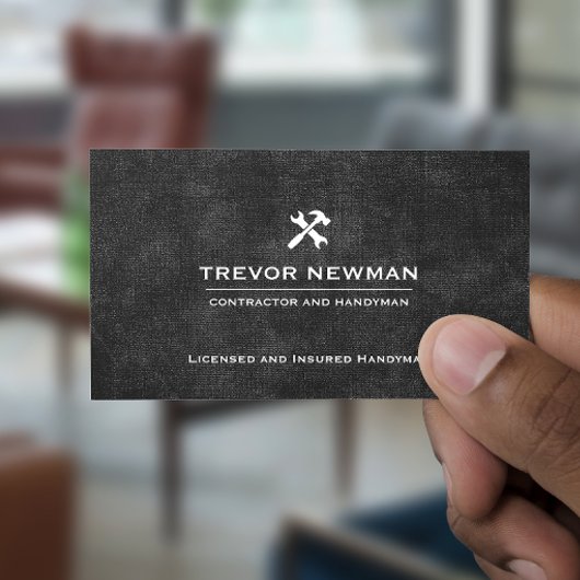 Carte De Visite Handyman Carpenter Construction Grunge Noir