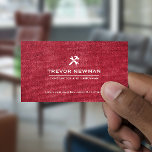 Carte De Visite Handyman Carpenter Construction Grunge RED<br><div class="desc">Un carte de visite professionnel et simple conçu pour les services de bricolage, de réparation, de rénovation et de plomberie, avec des outils de menuiserie en blanc sur une texture vintage ROUGE grunge. Ce carte de visite allie un design rustique et professionnel à des informations pratiques, ce qui en fait...</div>