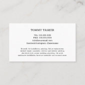 Carte De Visite Handyman Carpenter Home repair Tools Logo (Dos)