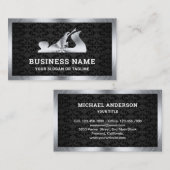 Carte De Visite Handyman Carpenter noir en acier Damask (Devant / Derrière)