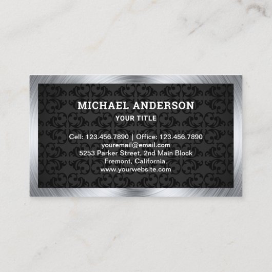 Carte De Visite Handyman Carpenter noir en acier Damask (Dos)