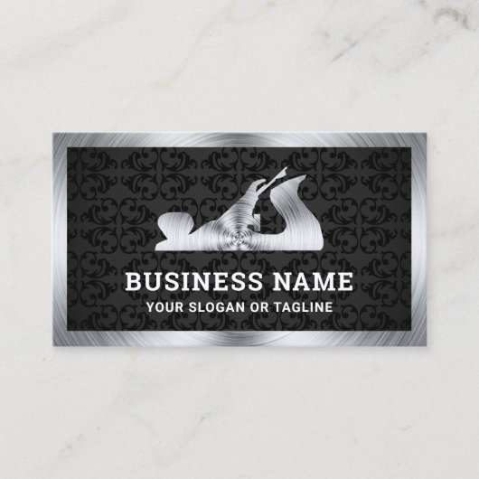 Carte De Visite Handyman Carpenter noir en acier Damask (Devant)