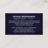 Carte De Visite Handyman Carpenter Services Simple Navy (Dos)