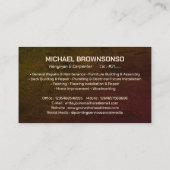 Carte De Visite Handyman Carpenter Services Simple Retro (Dos)