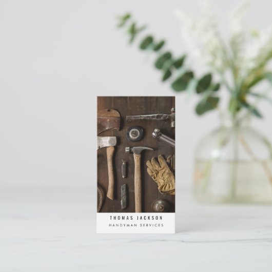 Carte De Visite Handyman Carpenter Tools Photo QR Code (Debout devant)