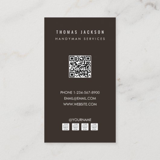 Carte De Visite Handyman Carpenter Tools Photo QR Code (Dos)