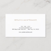 Carte De Visite Handyman, charpentier, Logo Brown du constructeur (Dos)