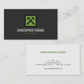 Carte De Visite Handyman, charpentier, Logo vert Builder sur Grey (Devant / Derrière)