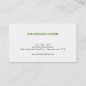 Carte De Visite Handyman, charpentier, Logo vert Builder sur Grey (Dos)
