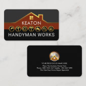 Carte De Visite Handyman Construction Service Gold Rooftop (Devant / Derrière)