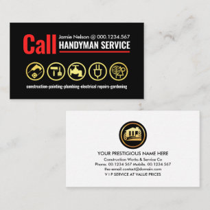 Carte De Visite Handyman d'appel de ligne simple