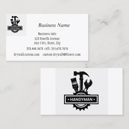 Carte De Visite Handyman Handiman Réparation Entretien de la perso (Devant / Derrière)