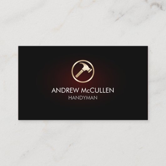 Carte De Visite Handyman Home Réparation Marmer Icône Rouge Glow (Devant)