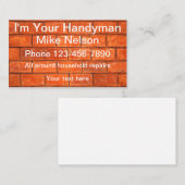 Carte De Visite Handyman local de l'Île (Devant / Derrière)