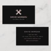 Carte De Visite Handyman Logo Rose Parties scintillant or (Devant / Derrière)