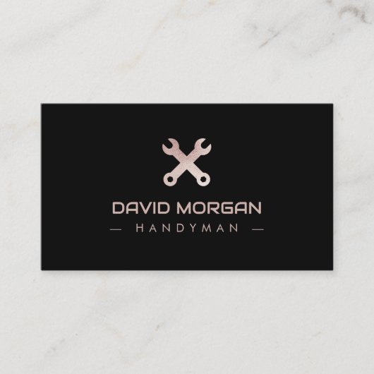 Carte De Visite Handyman Logo Rose Parties scintillant or (Devant)