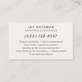 Carte De Visite Handyman / Outils de menuiserie Accueil Améliorati (Dos)