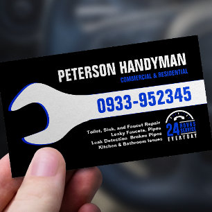 CARTE DE VISITE HANDYMAN PLUMBING 24 HEURES D'URGENCE OUTIL WRENCH