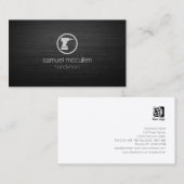 Carte De Visite Handyman Power Drill Icon Brossé Métal Compétences (Devant / Derrière)