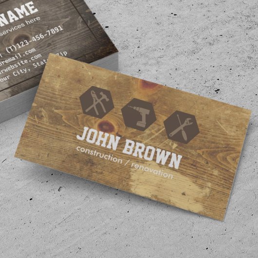 Carte De Visite Handyman Professional Construction menuiserie WOOD