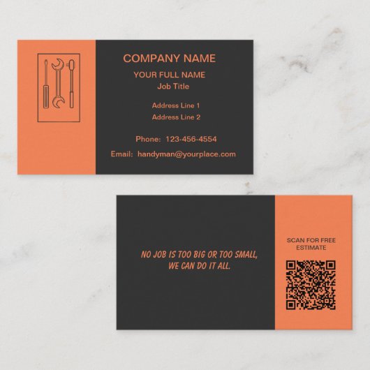 Carte De Visite Handyman professionnel (Devant / Derrière)