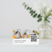 Carte De Visite Handyman QR Code Logo Médias sociaux (Debout devant)