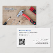 Carte De Visite Handyman, Réparation, Construction, Code QR, Vs 2 (Devant / Derrière)