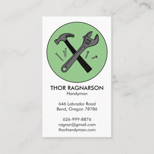 Carte De Visite Handyman Réparation Construction Cool de marteau (Devant)