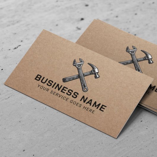 Carte De Visite Handyman Réparation Service d'entretien Rustique K