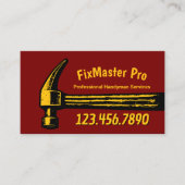Carte De Visite Handyman Service de réparation Big Hammer Fixer Ma (Devant)