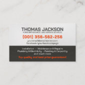 Carte De Visite Handyman Services Cool simple (Dos)