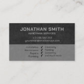 Carte De Visite Handyman services grayscale outils grunge (Dos)