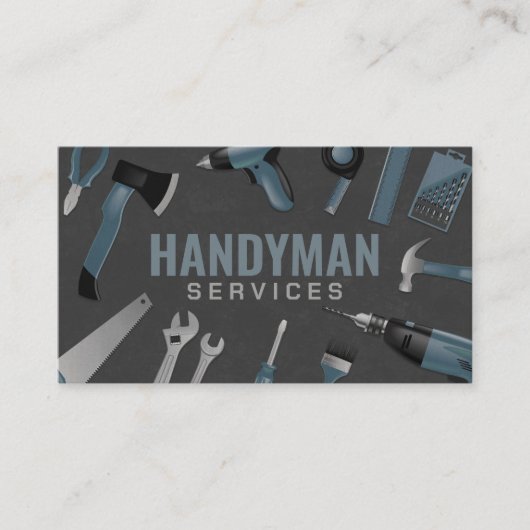 Carte De Visite Handyman services outils gris bleu (Devant)