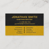 Carte De Visite Handyman services outils jaunes grunge (Dos)