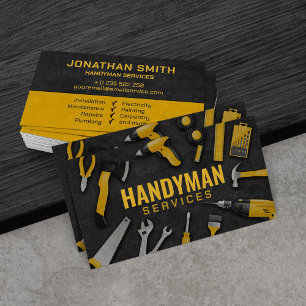 Carte De Visite Handyman services outils jaunes grunge