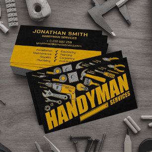 Carte De Visite Handyman services outils jaunes grunge