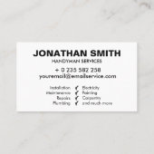 Carte De Visite Handyman services peinture blanche et icônes (Dos)