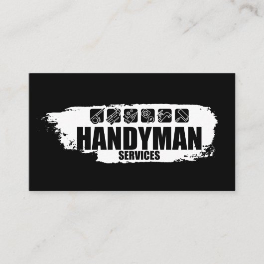 Carte De Visite Handyman services peinture blanche et icônes (Devant)