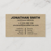 Carte De Visite Handyman services simple grungy noire (Dos)