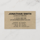 Carte De Visite Handyman services simple noir (Dos)