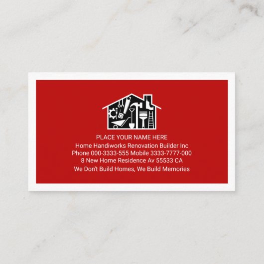Carte De Visite Handyman Signage Frame Builder  (Dos)