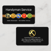 Carte De Visite Handyman Tool Icons On Gold Tab (Devant / Derrière)