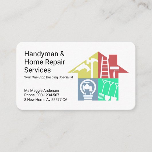 Carte De Visite Handyman Tools Building Home Entrepreneur (Devant)