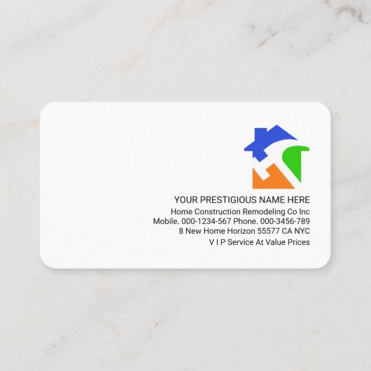 Carte De Visite Handyman Tools Building Home Entrepreneur (Dos)