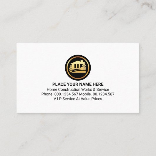 Carte De Visite Handyman Tools Gold Rooftop Building (Dos)