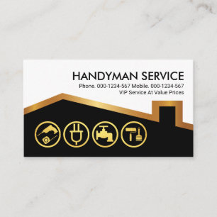 Carte De Visite Handyman Tools Gold Rooftop Building