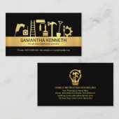 Carte De Visite Handyman Tools Gold Stripe Entrepreneur (Devant / Derrière)