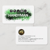 Carte De Visite Handyman Tools Green Paint Splatter (Devant / Derrière)